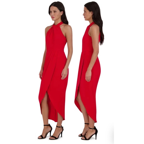 Julia Jordan - Red Knot Neck Halter Dress - Picture 2 of 14